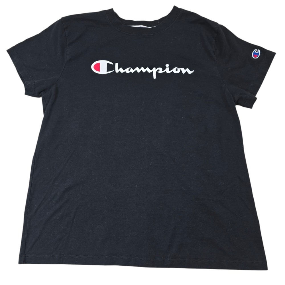 Champion Youth Boy's Soft Short Sleeve Everyday Chest Graphic‎ Logo Tee Black M